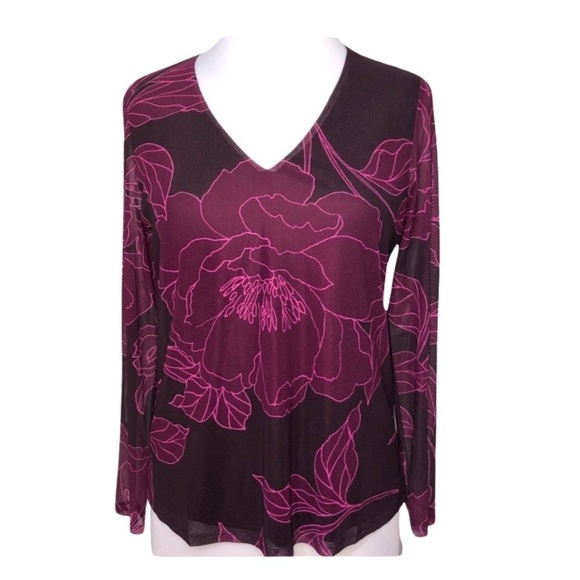 Les Serein Tops - Les Serein V-Neck Floral Blouse Top NWT Size L